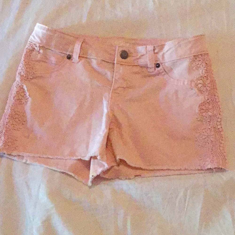 Pink Embroidered shorts